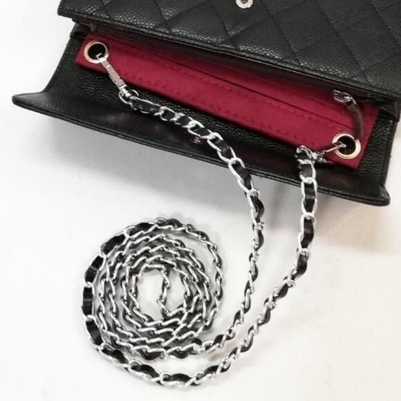 Authentic CHANEL CC Classic Caviar Flap Wallet Chain Shoulder Crossbody Black - Picture 13 of 13